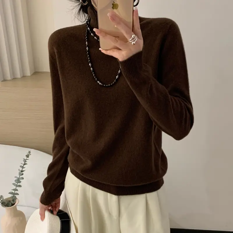 Longsleeved Womens Autumn Winter Pullover New Fashion Sweater Turtleneck Basic Sweater Top Sweatshirt product view