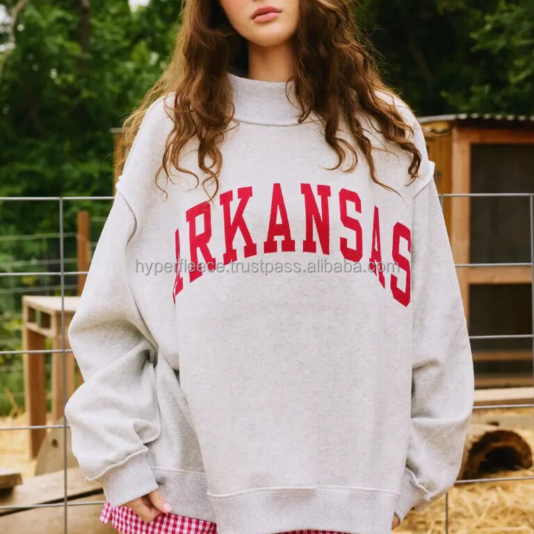 High Quality Fall Winter Custom Women Mock Neck Sweatshirt Fleece Relaxed Fit Sweater Top Pullover detail