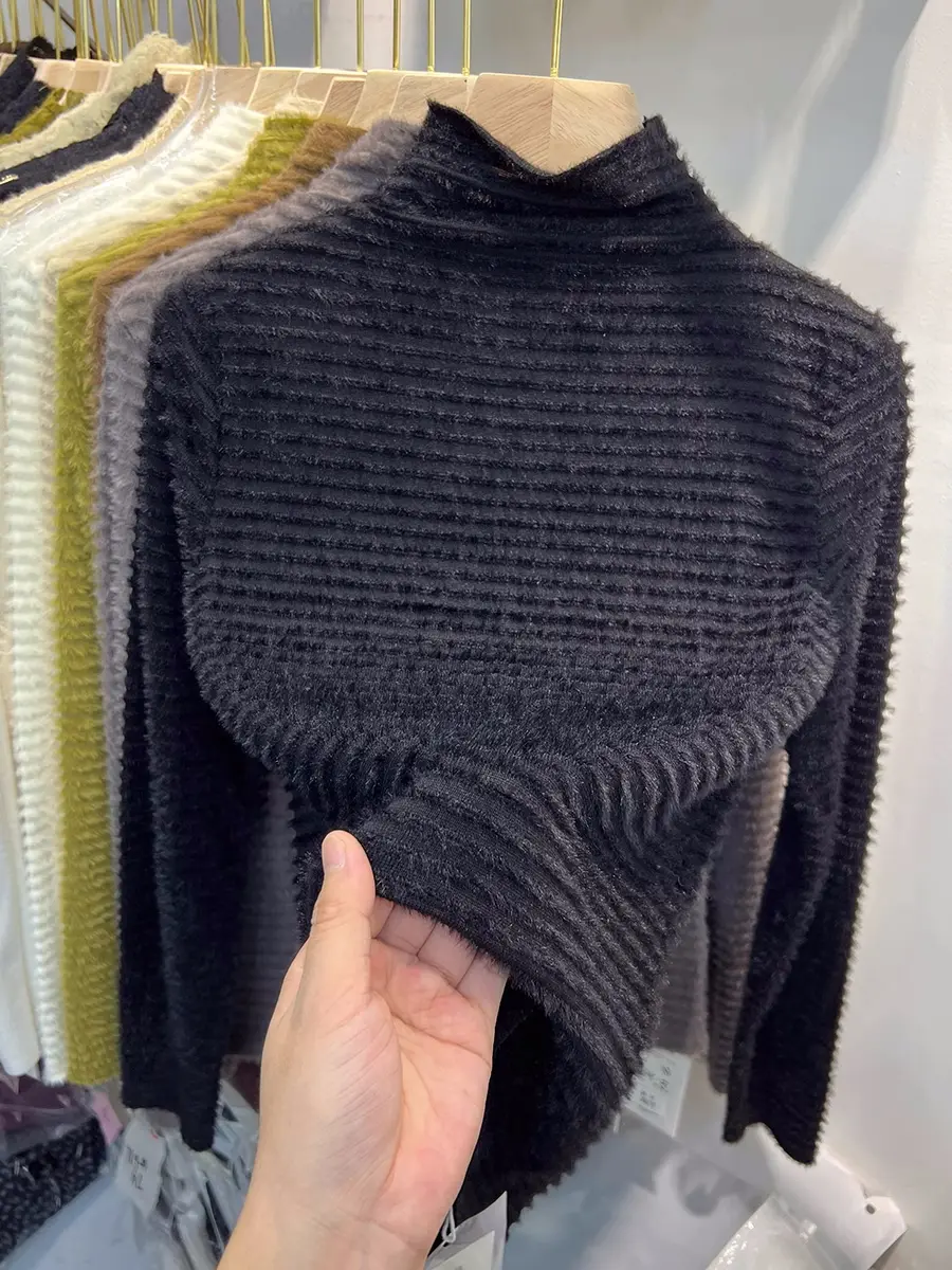 Style Long Sleeve Turtleneck Sweater Womens Autumn Winter Slimming Knitted Top Pure Color Soft Warm Pullover product view