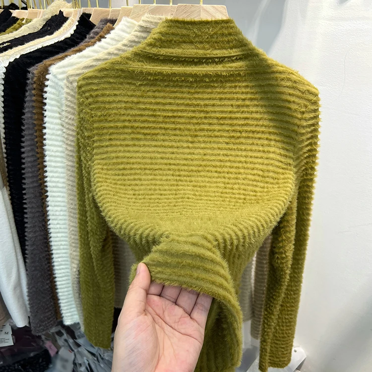 Style Long Sleeve Turtleneck Sweater Womens Autumn Winter Slimming Knitted Top Pure Color Soft Warm Pullover detail