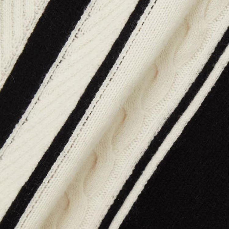 Knitwear Manufacturers Custom Contrast Color Stripe Turtleneck Long Sleeve Split Long Women Midi Casual Sweater Knit Dress product view