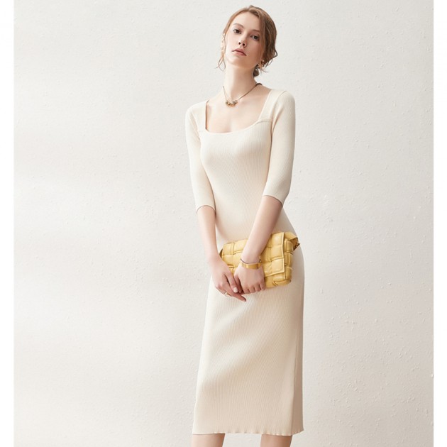 Custom Wholesale OEM ODM Womens Sweater Knitwear square Neck Pullover Dress Fall Winter Jersey Knitted Women Sweater product view