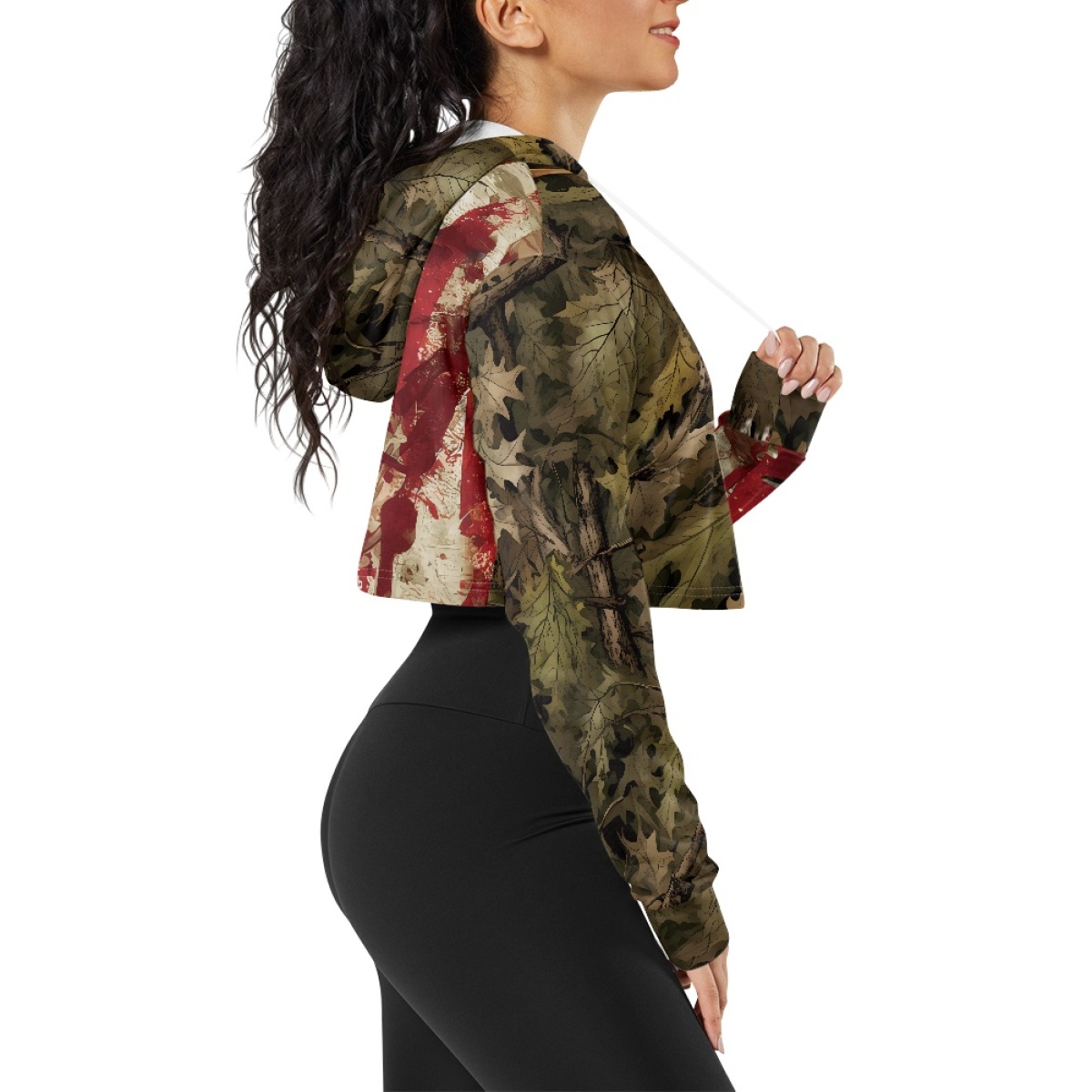 AllOver Print Womens Crop Top Hoodie Print Demand Soft Comfortable Sexy Navel Short Womens Sweater Casual Daily Autumn detail