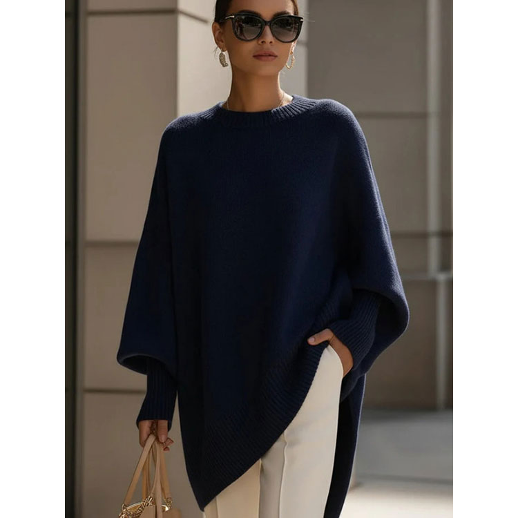 Autumn Winter Womens Crew Neck Pullover Loose Lazy Style Solid Color Knit Sweater Womens Sweaters Womens Tops2 detail