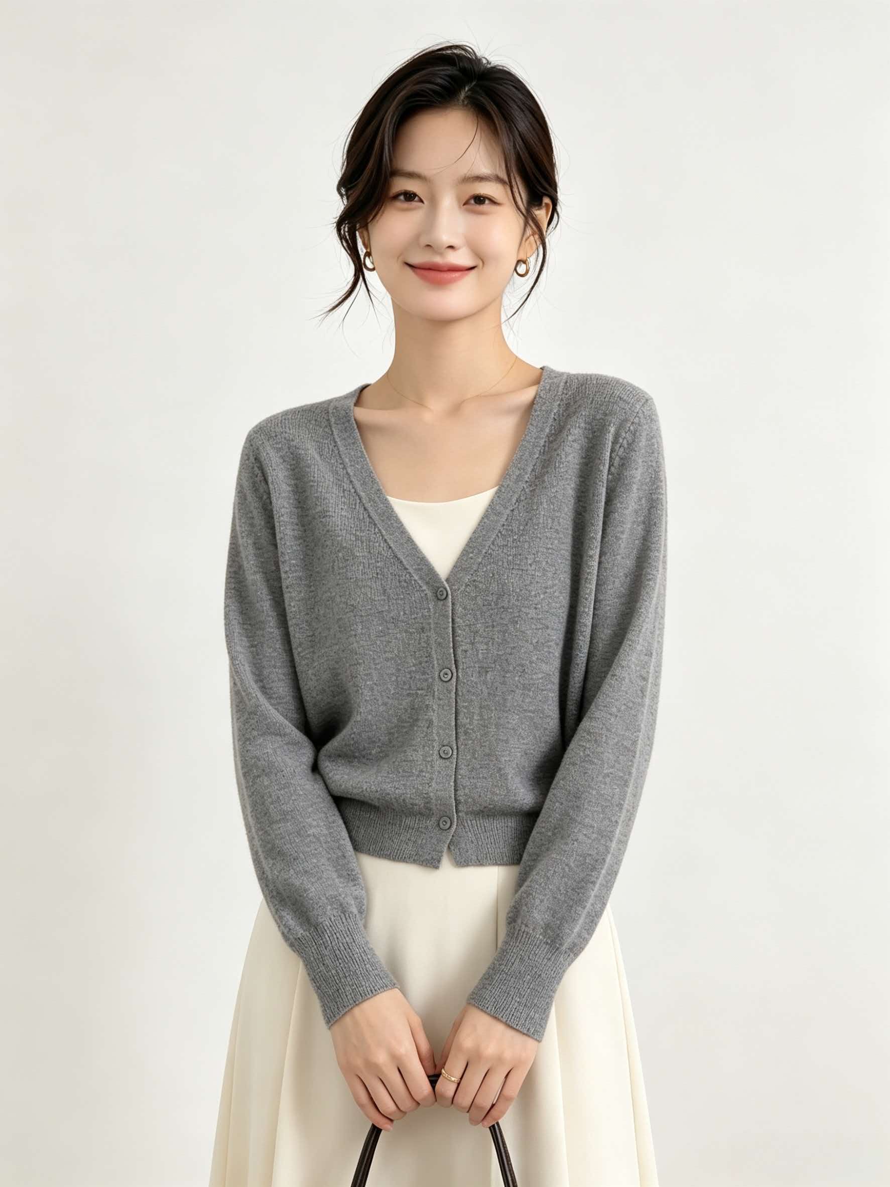 Fashion Fall Cardigan Women Knit Cardigan Long Sleeve Cropped Relaxed Ladies Basic Knitted Sweater Top Women Cardigan Wholesale detail