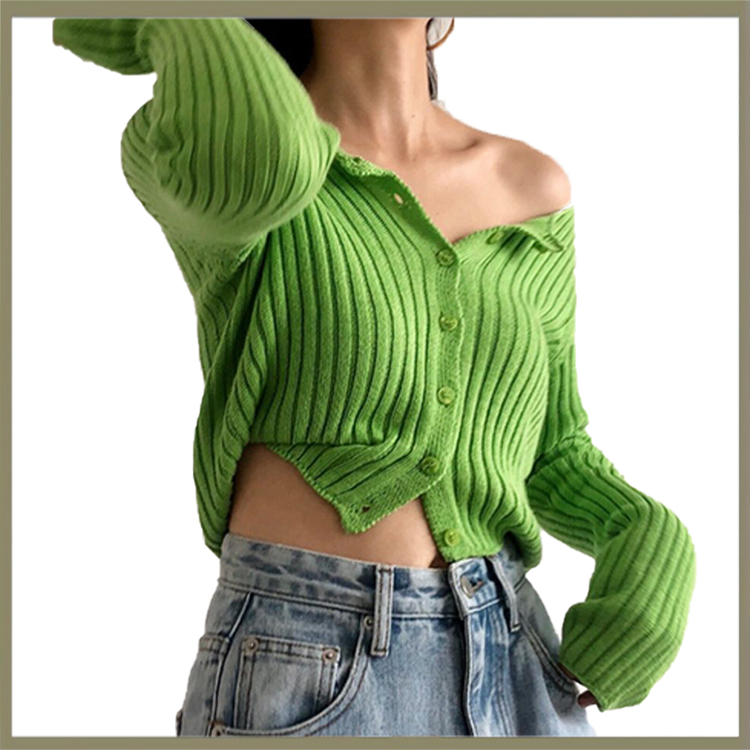OEM ODM Plus Size Autumn Womens Cardigan Knitted Sweater detail