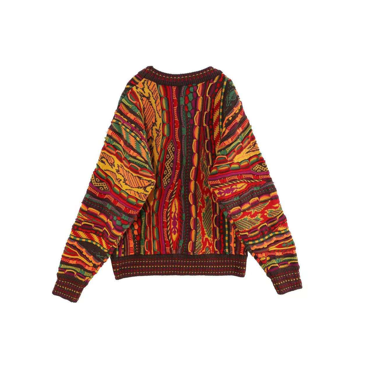Custom Wholesale Vintage Color Floral Design Womens Knit Pullover Sweater Polyester Cotton Blend Long Sleeve Casual Top detail