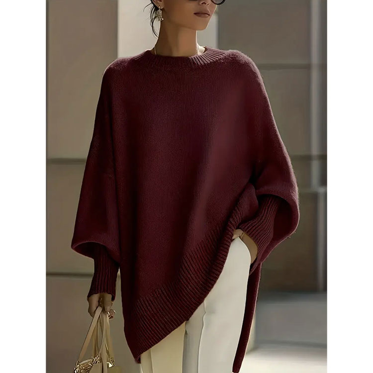 Autumn Winter Womens Crew Neck Pullover Loose Lazy Style Solid Color Knit Sweater Womens Sweaters Womens Tops2 detail