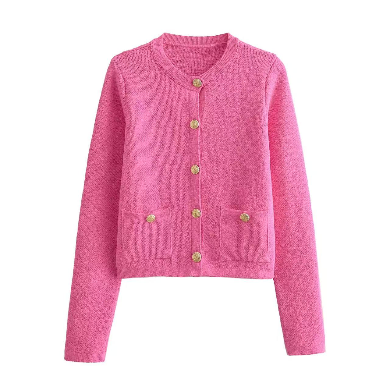 Womens Casual Solid Summer Breathable Knitted PolyesterCotton Long Sleeve Cardigan Sweater product view