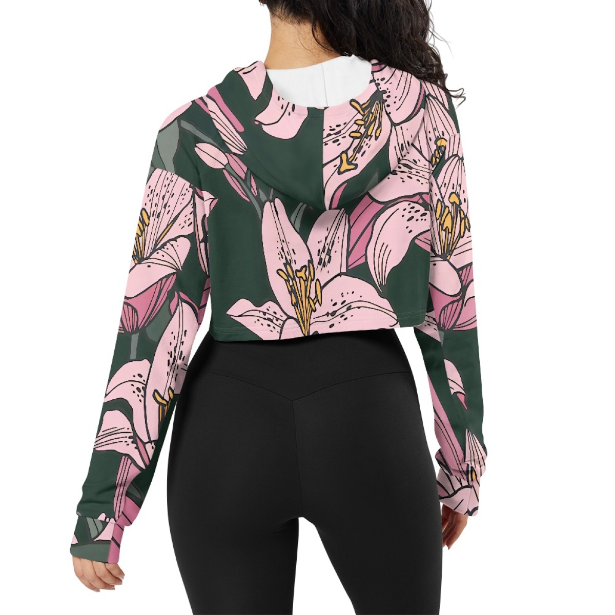 AllOver Print Womens Crop Top Hoodie Print Demand Soft Comfortable Sexy Navel Short Womens Sweater Casual Daily Autumn detail