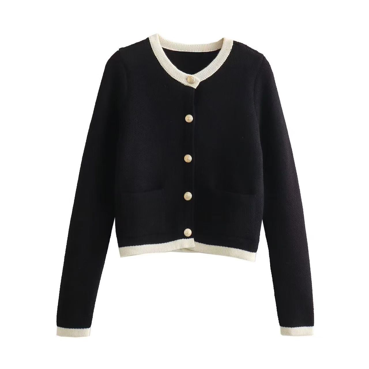 Womens Casual Solid Summer Breathable Knitted PolyesterCotton Long Sleeve Cardigan Sweater product view