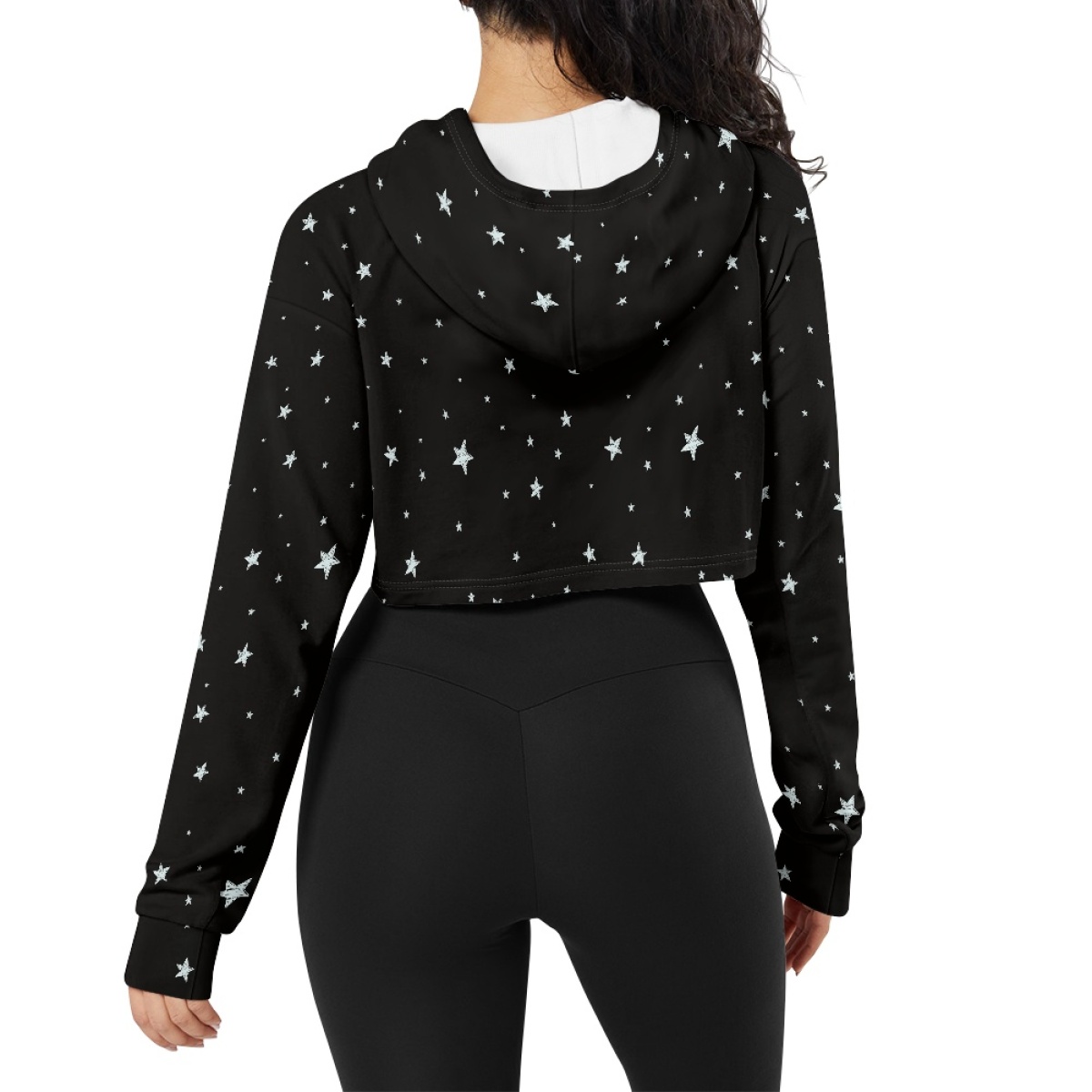 AllOver Print Womens Crop Top Hoodie Print Demand Soft Comfortable Sexy Navel Short Womens Sweater Casual Daily Autumn detail