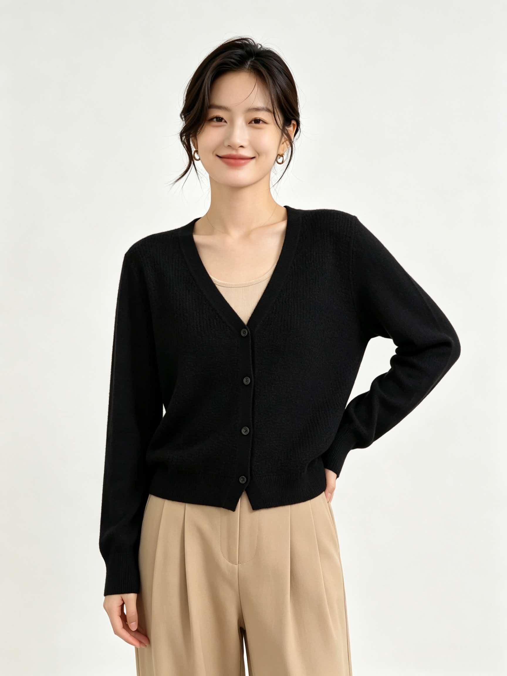 Fashion Fall Cardigan Women Knit Cardigan Long Sleeve Cropped Relaxed Ladies Basic Knitted Sweater Top Women Cardigan Wholesale product view
