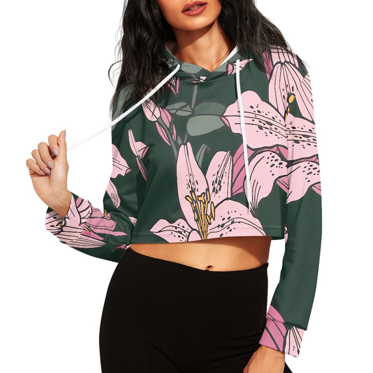 AllOver Print Womens Crop Top Hoodie Print Demand Soft Comfortable Sexy Navel Short Womens Sweater Casual Daily Autumn detail