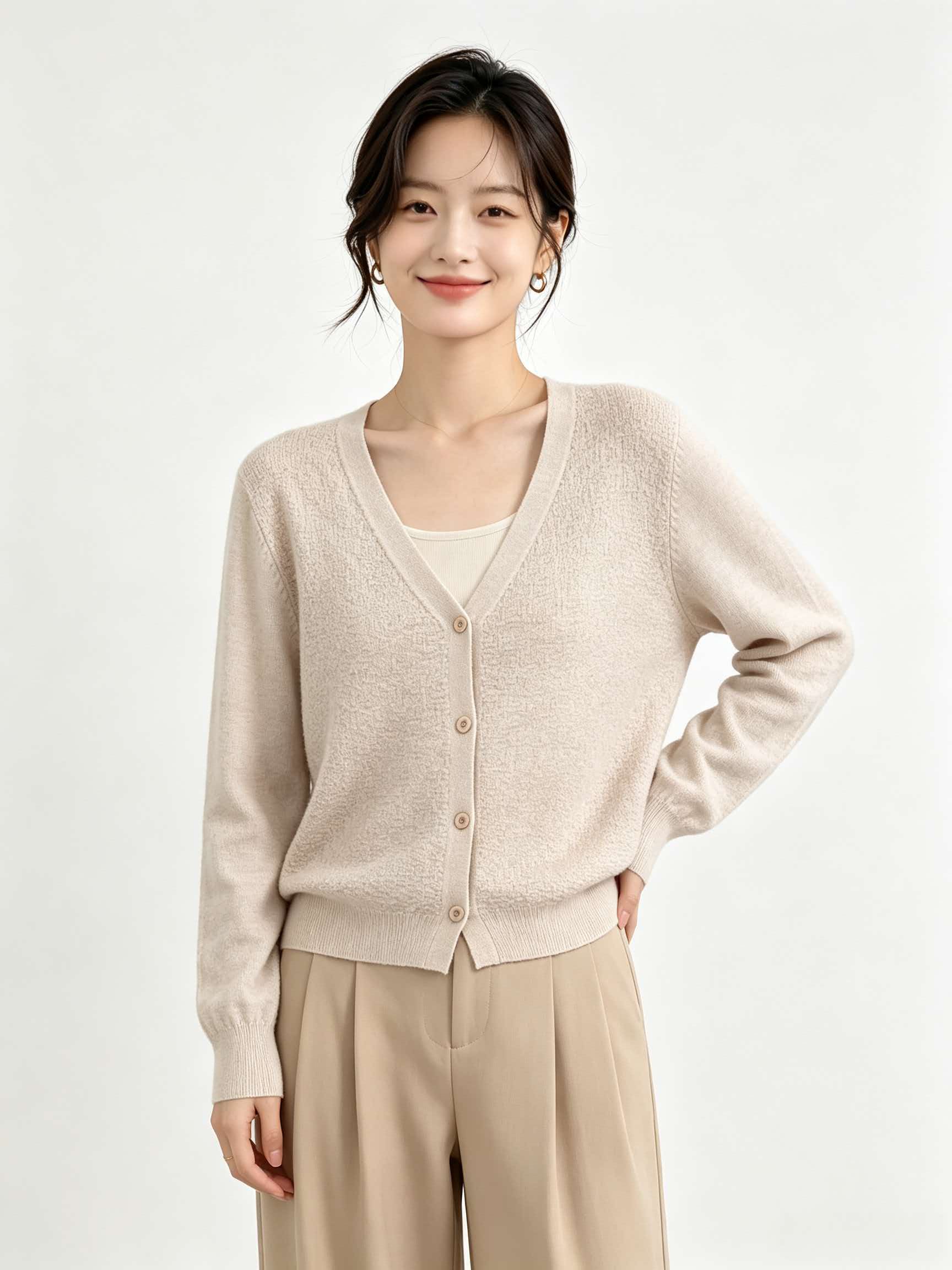 Fashion Fall Cardigan Women Knit Cardigan Long Sleeve Cropped Relaxed Ladies Basic Knitted Sweater Top Women Cardigan Wholesale product view