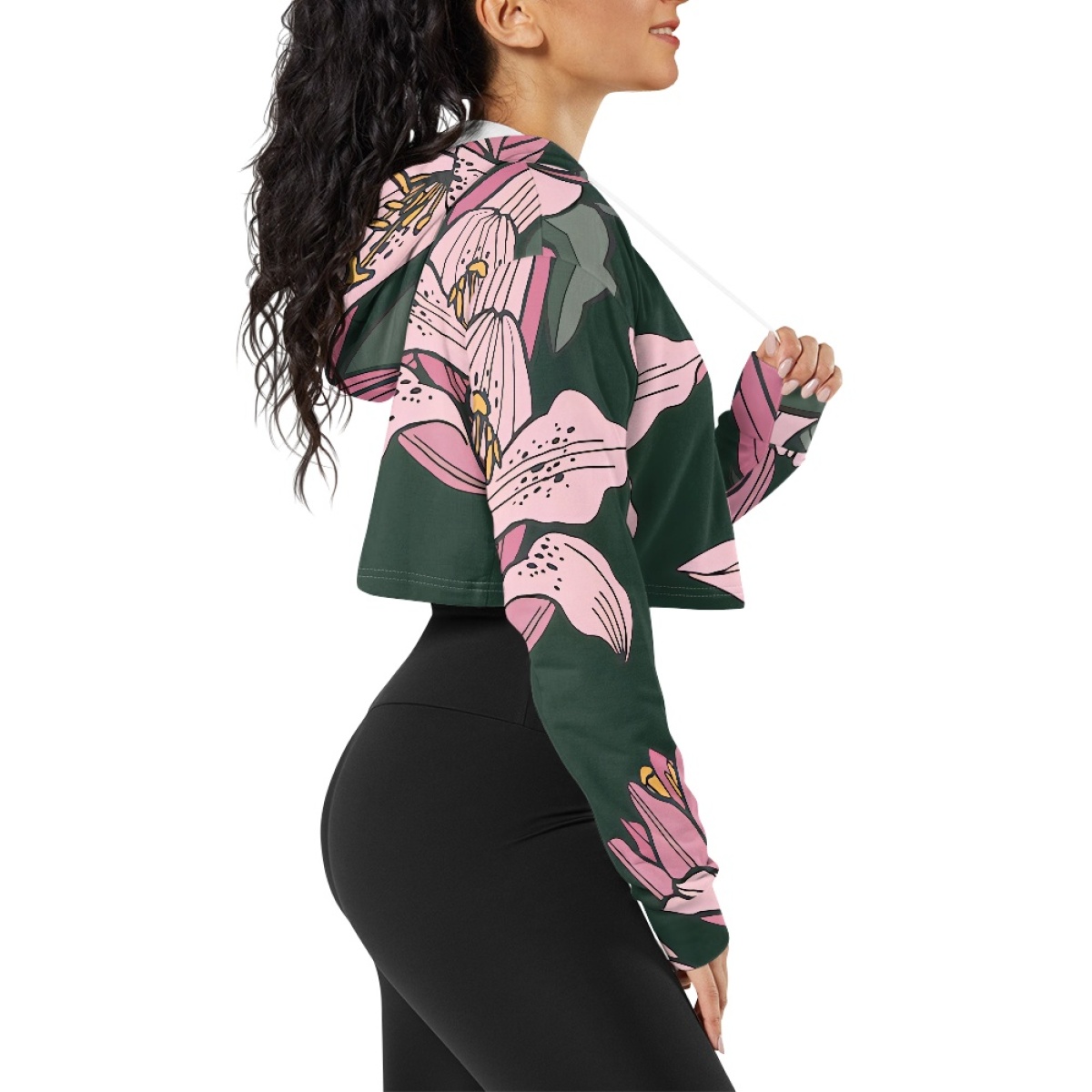 AllOver Print Womens Crop Top Hoodie Print Demand Soft Comfortable Sexy Navel Short Womens Sweater Casual Daily Autumn detail