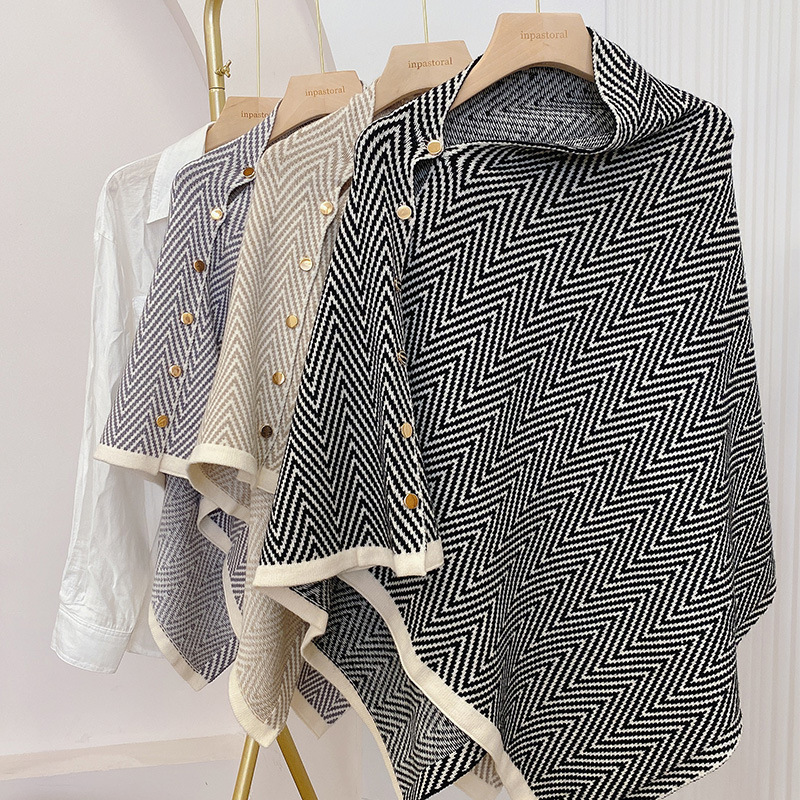 Wholesale Minimalist New Arrival Button Winter Shawl Unisex Windproof Shoulder Top Sweater Warm Knitted Womens Wraps product view