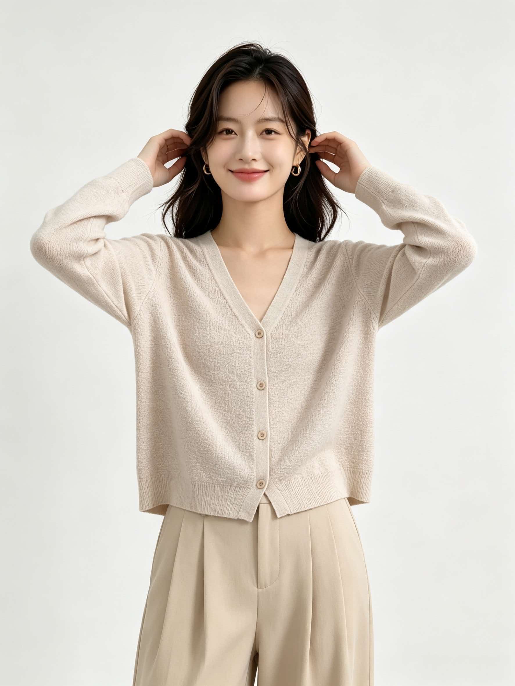 Fashion Fall Cardigan Women Knit Cardigan Long Sleeve Cropped Relaxed Ladies Basic Knitted Sweater Top Women Cardigan Wholesale detail