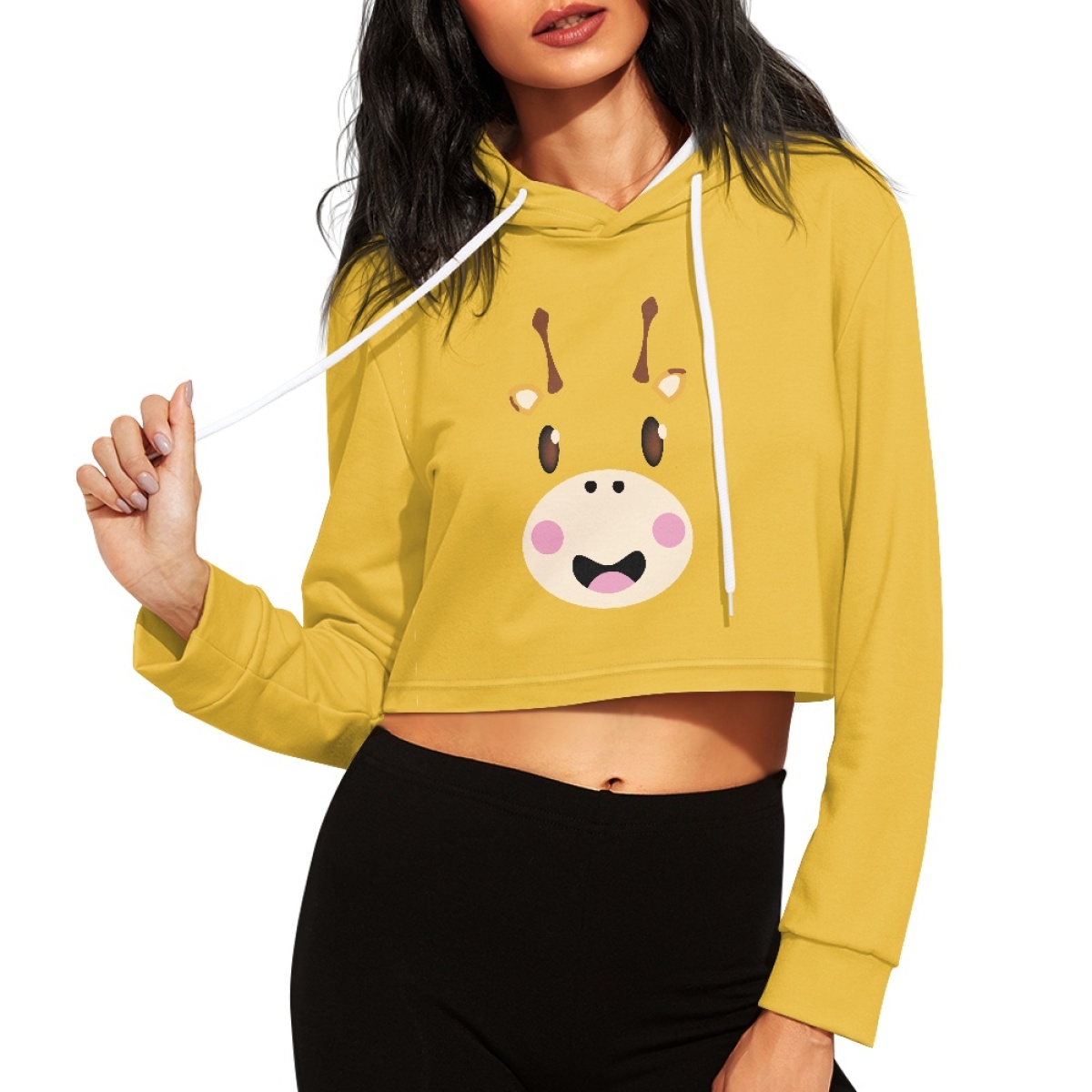 AllOver Print Womens Crop Top Hoodie Print Demand Soft Comfortable Sexy Navel Short Womens Sweater Casual Daily Autumn detail