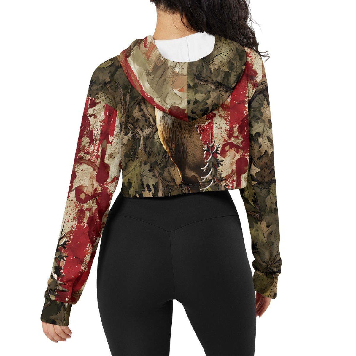 AllOver Print Womens Crop Top Hoodie Print Demand Soft Comfortable Sexy Navel Short Womens Sweater Casual Daily Autumn detail