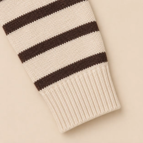 Recycled Nylon Striped Turtleneck Pullover Long Sleeve Custom Womens Knitted Sweater detail