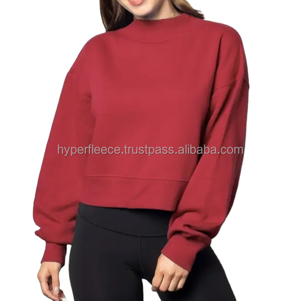 High Quality Women Blank Mockneck Sweatshirt Pullover Women Casual Fashion Mockneck Sweatshirt For Women detail