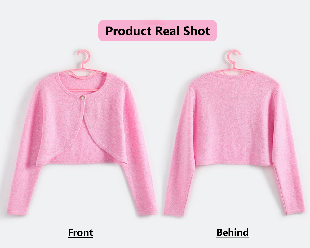 Women Soft Brushed Knit Bolero Sweater Cropped One Button Stretchy Warm Lightweight Layering Knit Cardigan detail