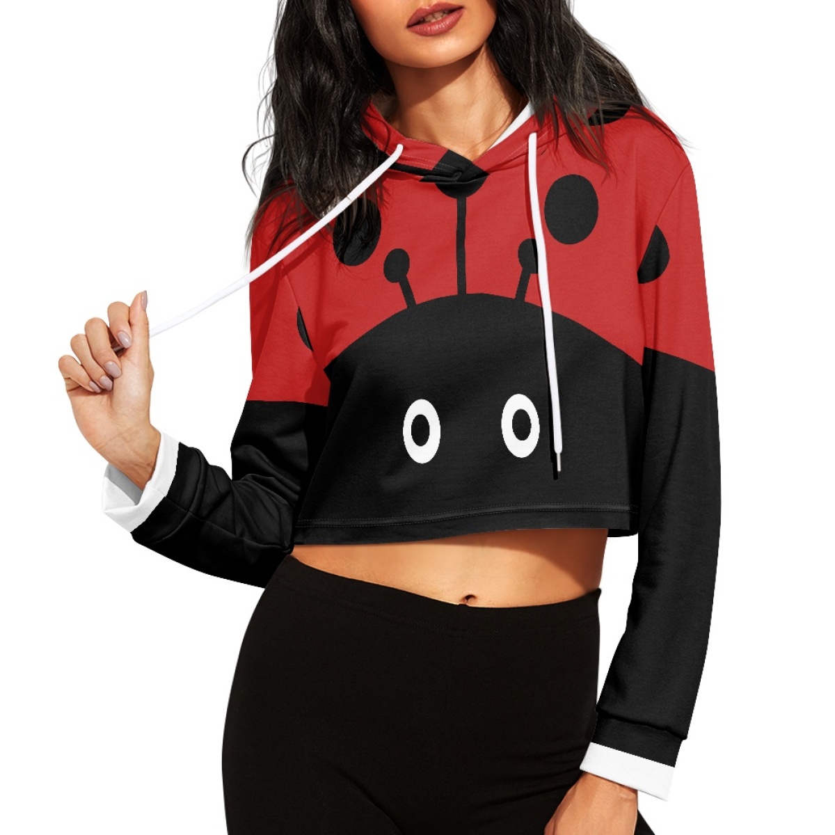 AllOver Print Womens Crop Top Hoodie Print Demand Soft Comfortable Sexy Navel Short Womens Sweater Casual Daily Autumn detail