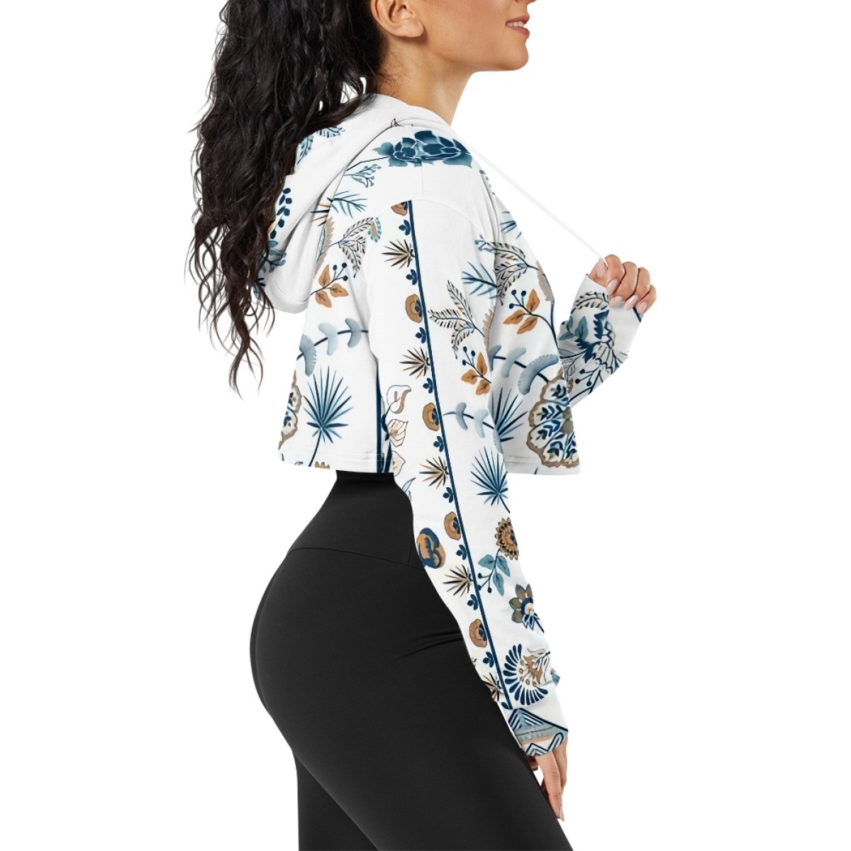 AllOver Print Womens Crop Top Hoodie Print Demand Soft Comfortable Sexy Navel Short Womens Sweater Casual Daily Autumn detail
