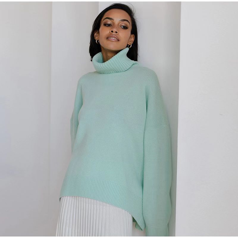 Womens Western Chunky Knit Turtleneck Loose Oversized Sweater Womens Sweaters Turtleneck Tops2 product view