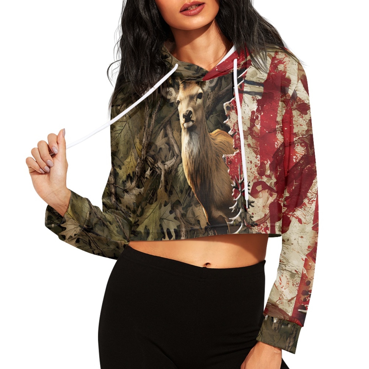 AllOver Print Womens Crop Top Hoodie Print Demand Soft Comfortable Sexy Navel Short Womens Sweater Casual Daily Autumn detail