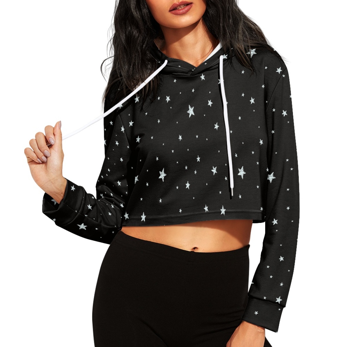AllOver Print Womens Crop Top Hoodie Print Demand Soft Comfortable Sexy Navel Short Womens Sweater Casual Daily Autumn detail