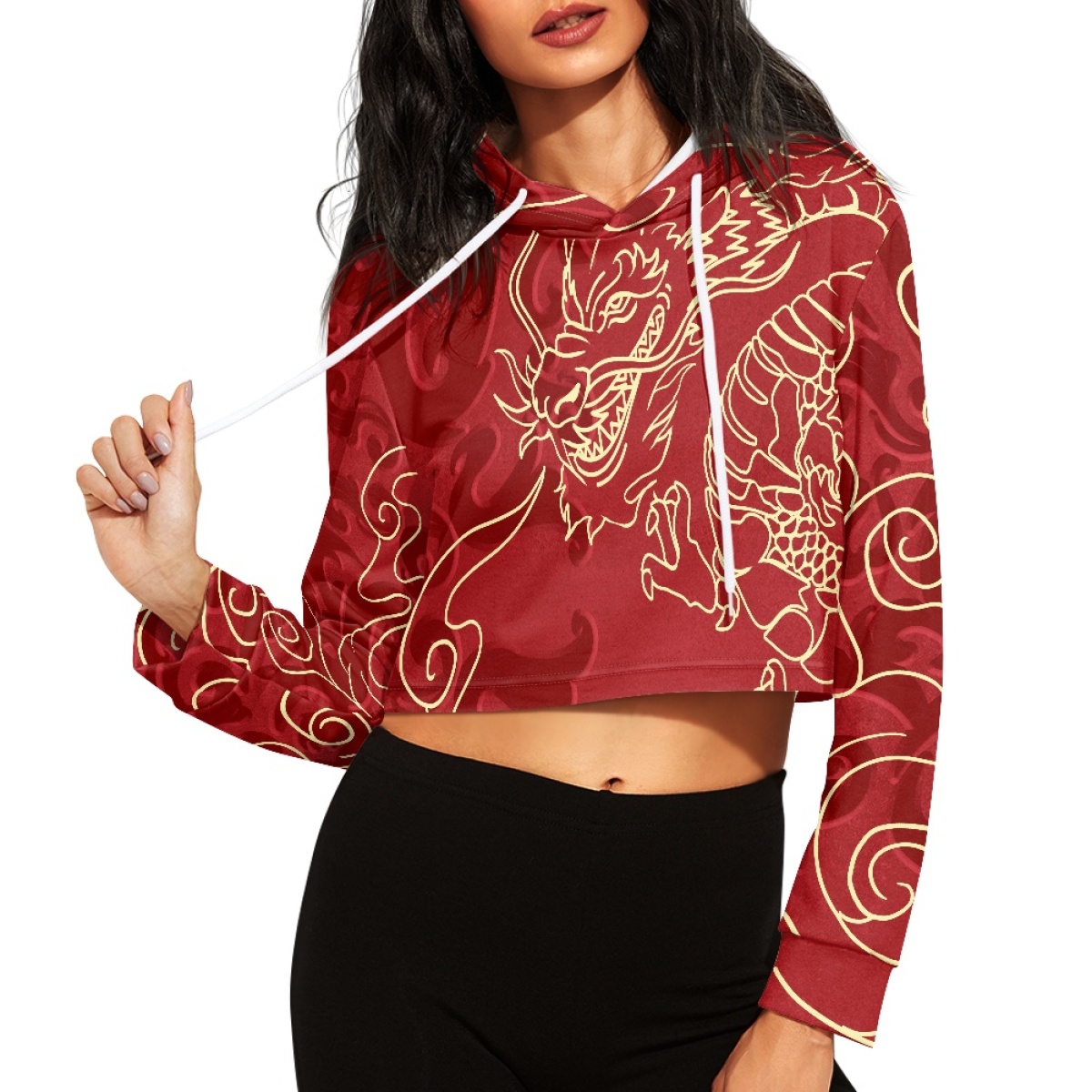 AllOver Print Womens Crop Top Hoodie Print Demand Soft Comfortable Sexy Navel Short Womens Sweater Casual Daily Autumn detail