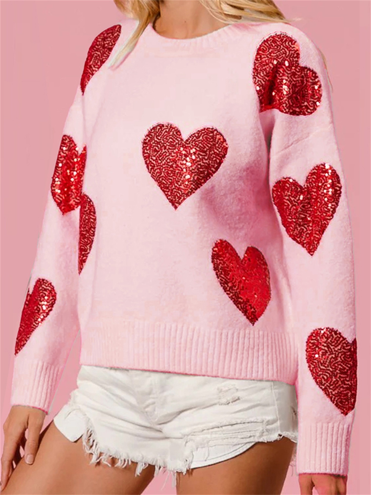 Customize Womens Winter 100 Cotton Sweater Casual Soft Long Sleeve Knitwear with product view