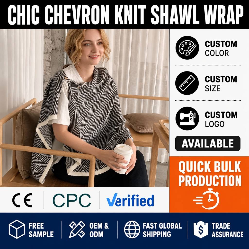 Wholesale 2026 Minimalist New Arrival Button Winter Shawl Unisex Windproof Shoulder Top Sweater Warm Knitted Women's Wraps
