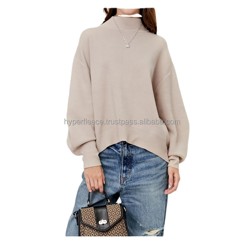 High Quality Women Blank Mockneck Sweatshirt Pullover Women Casual Fashion Mockneck Sweatshirt For Women detail