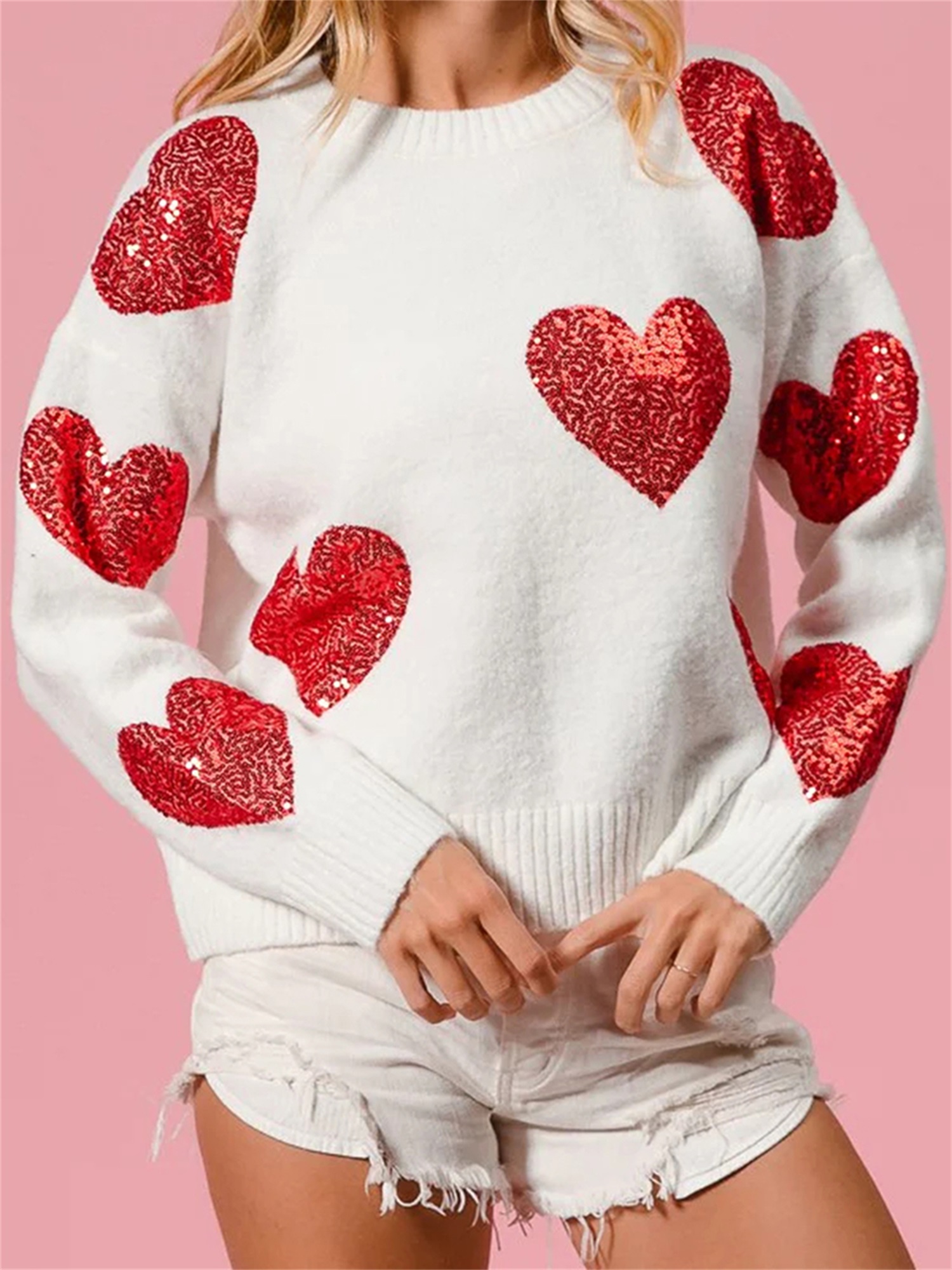 Customize Womens Winter 100 Cotton Sweater Casual Soft Long Sleeve Knitwear with product view