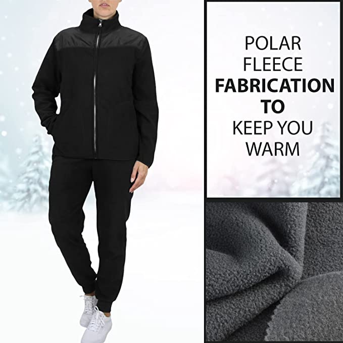 Womens Winter Casual 2Piece Solid Fashion Sweater Jogger Woven Polar Fleece FullLength 100 Polyester ONeck Regular Fit Set product view