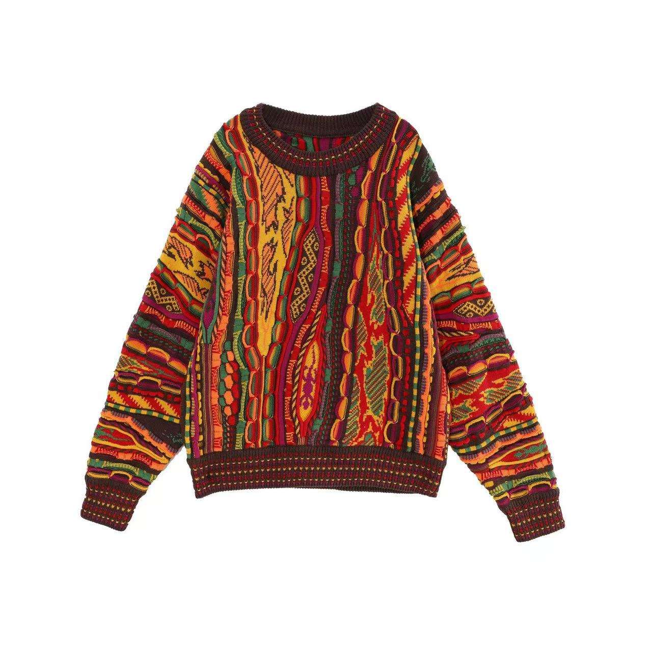 Custom Wholesale Vintage Color Floral Design Women's Knit Pullover Sweater Polyester Cotton Blend Long Sleeve Casual Top