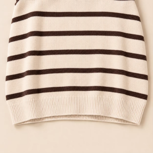 Recycled Nylon Striped Turtleneck Pullover Long Sleeve Custom Womens Knitted Sweater detail
