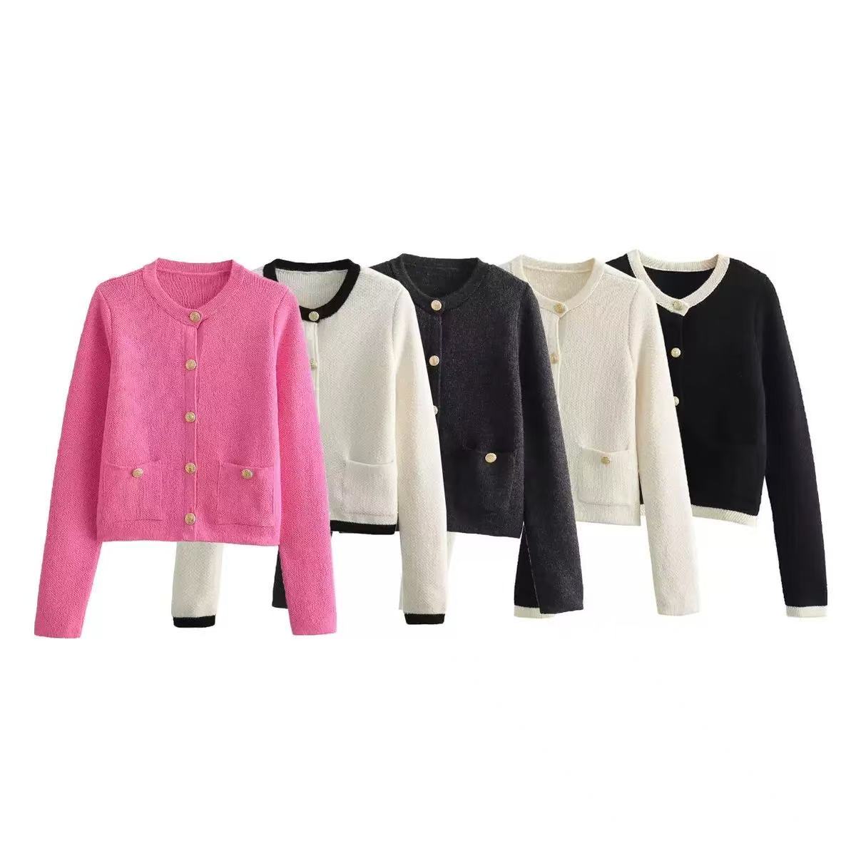 Women's Casual Solid Summer Breathable Knitted Polyester/Cotton Long Sleeve Cardigan Sweater Sehe Fashion