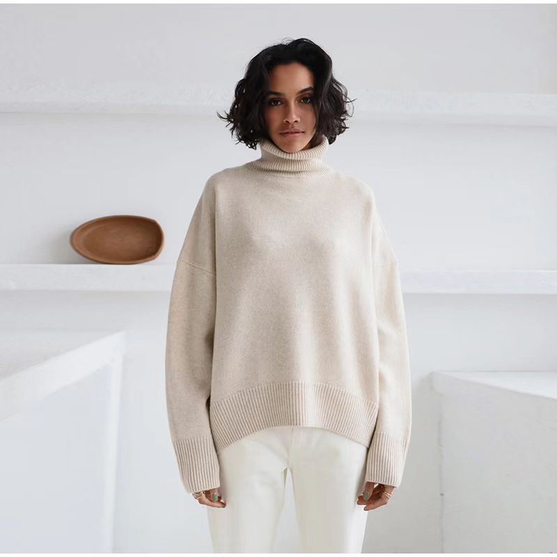 Womens Western Chunky Knit Turtleneck Loose Oversized Sweater Womens Sweaters Turtleneck Tops2 product view