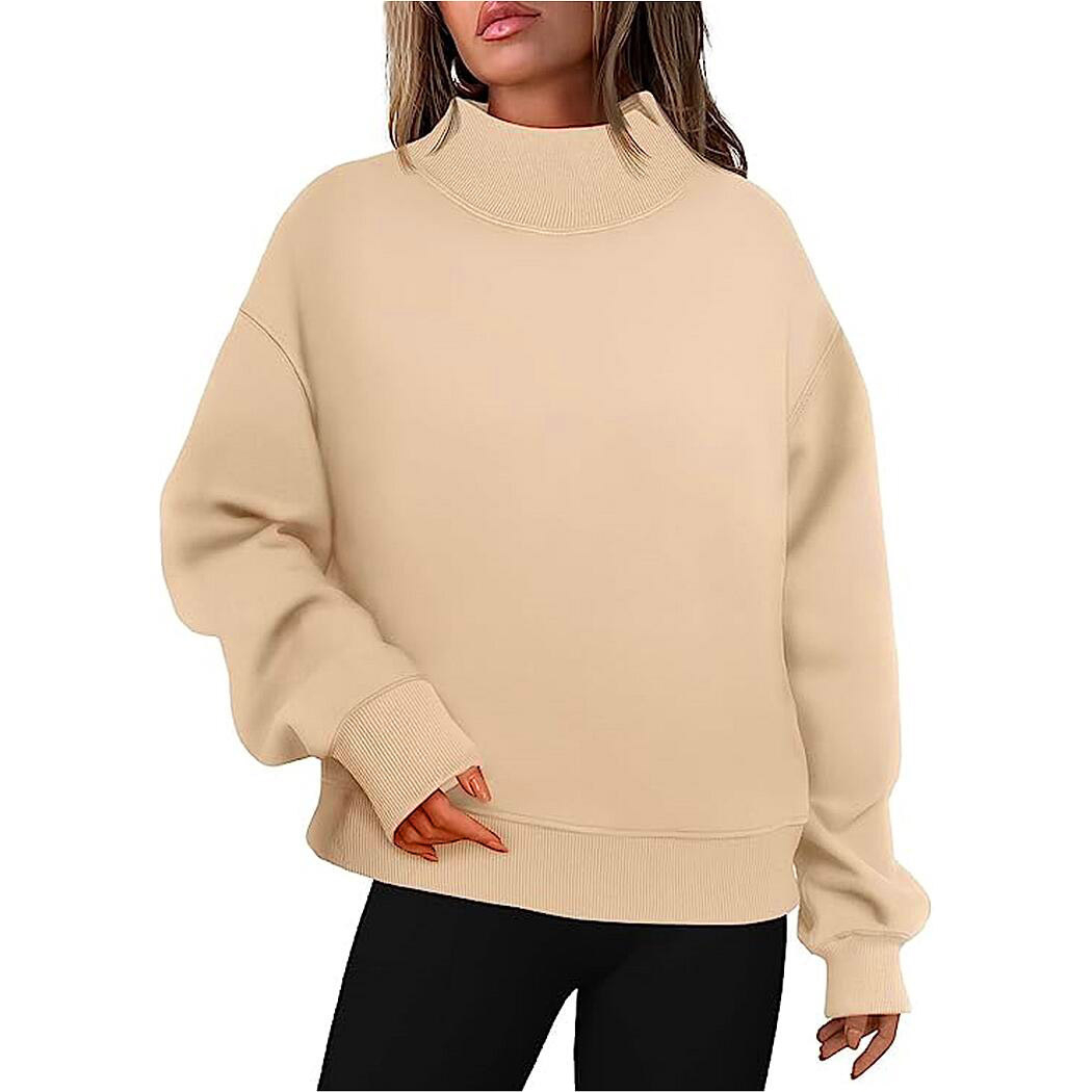 High Quality Women Blank Mockneck Sweatshirt Pullover Women Casual Fashion Mockneck Sweatshirt For Women