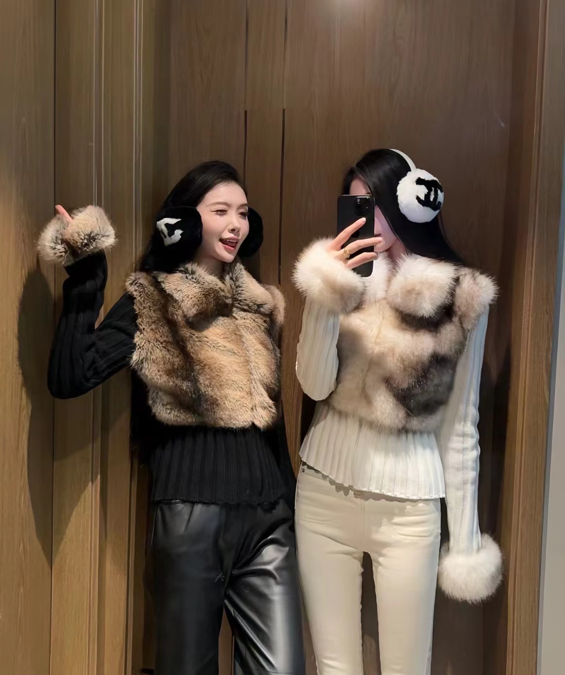 Womens EcoFriendly Faux Fur Patchwork Cardigan TwoinOne Knit Collar Zipper Front Sexy Streetwear Thermal Lined Sweater Coat product view