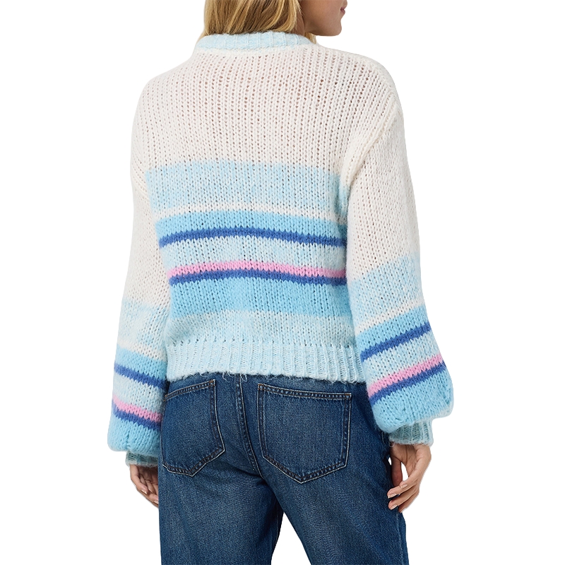 Sweater Women Pullover Casual Knitwear Crew Neck Jumper Winter Designer Loose Stripe Women Crewneck Sweater Women detail