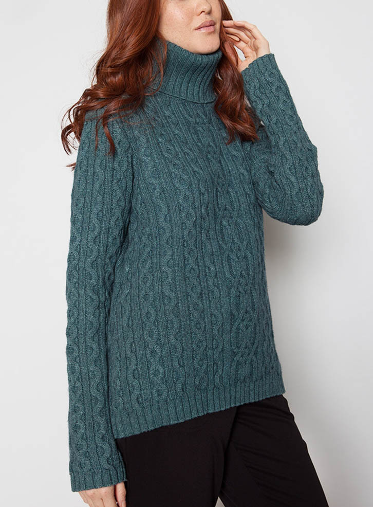 38 Viscose35 Nylon22 Merino Wool5 Alpaca Cable Womens Knitted Sweater product view