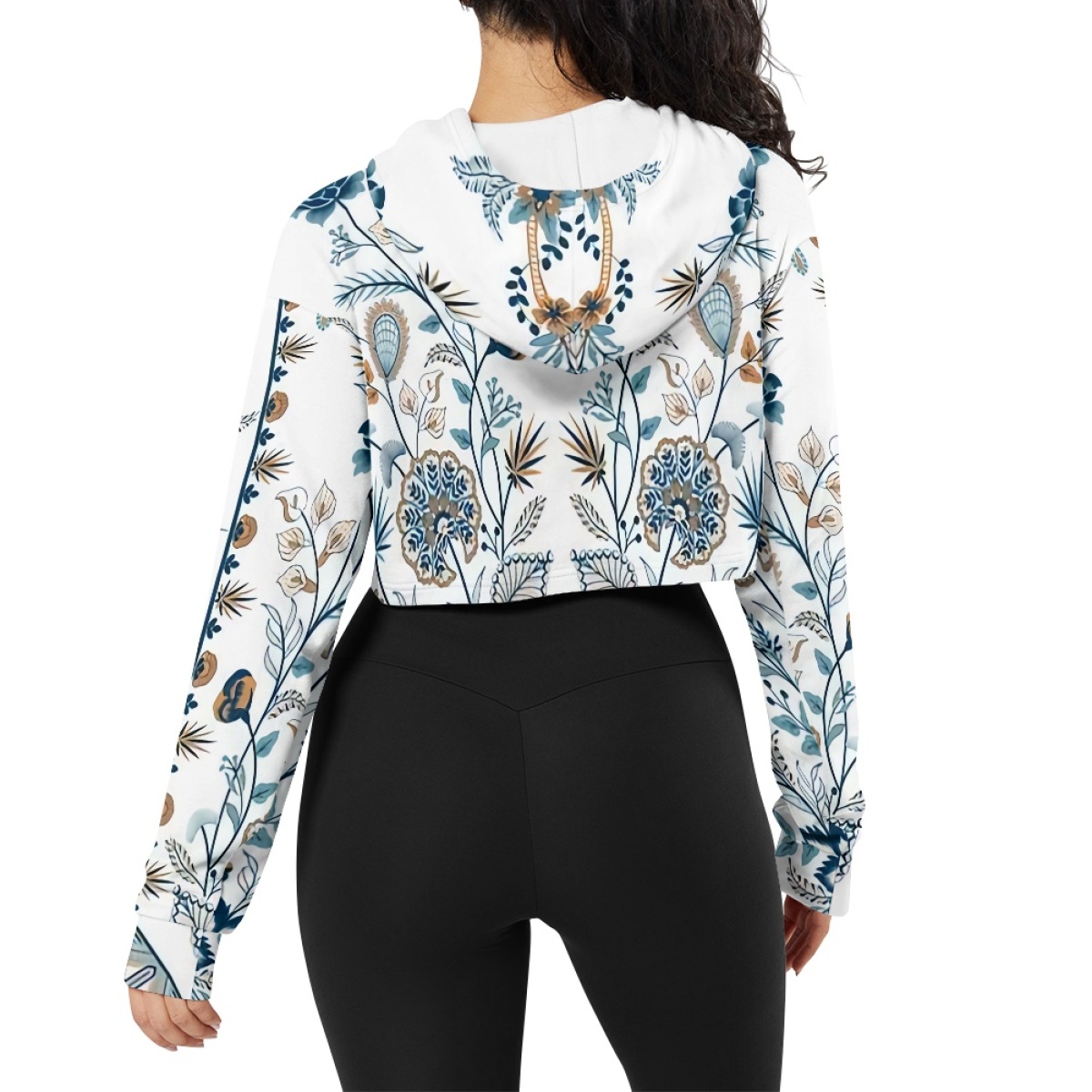 AllOver Print Womens Crop Top Hoodie Print Demand Soft Comfortable Sexy Navel Short Womens Sweater Casual Daily Autumn detail