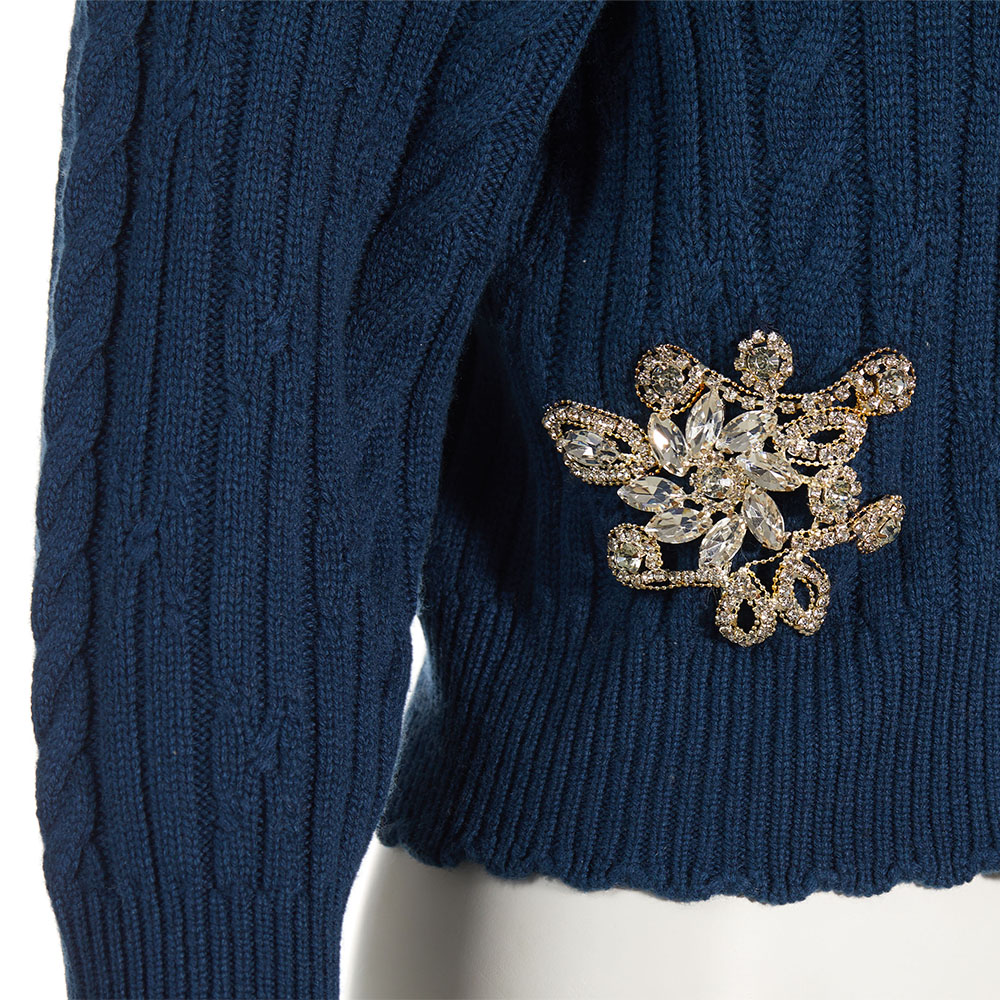 High Quality Custom Womens Solid Casual Short Knit Cardigan Sweater Wool Sequined Elegant Luxury Winter Manufacturers detail