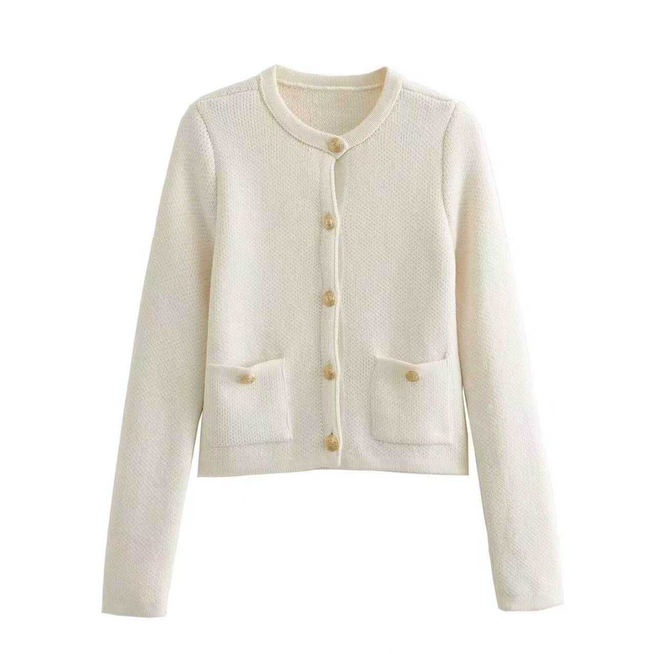 Womens Casual Solid Summer Breathable Knitted PolyesterCotton Long Sleeve Cardigan Sweater product view