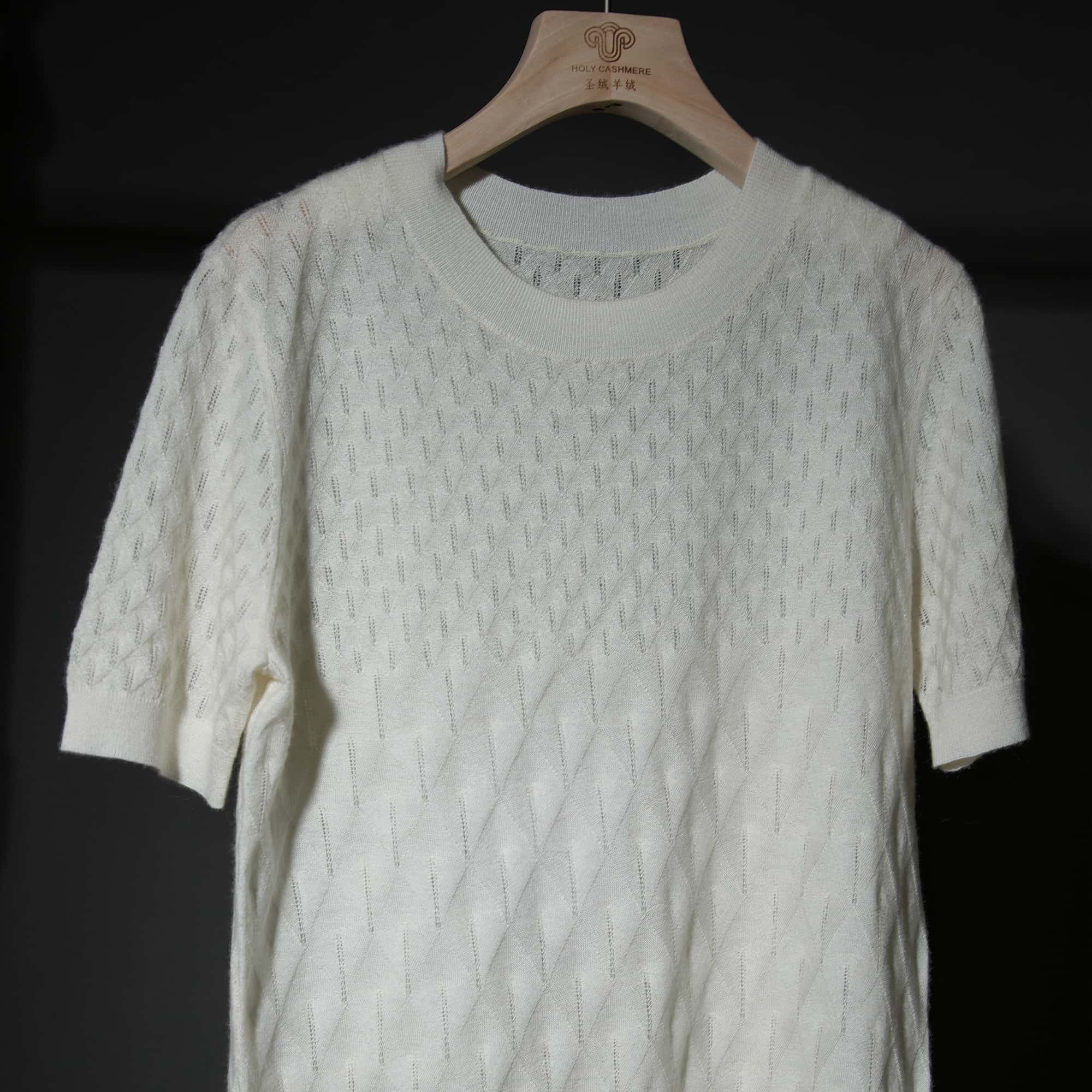 Casual Womens SlimFit Versatile ShortSleeved OpenKnit Cashmere Sweater Effortless Chic for Daily Summer Wear detail
